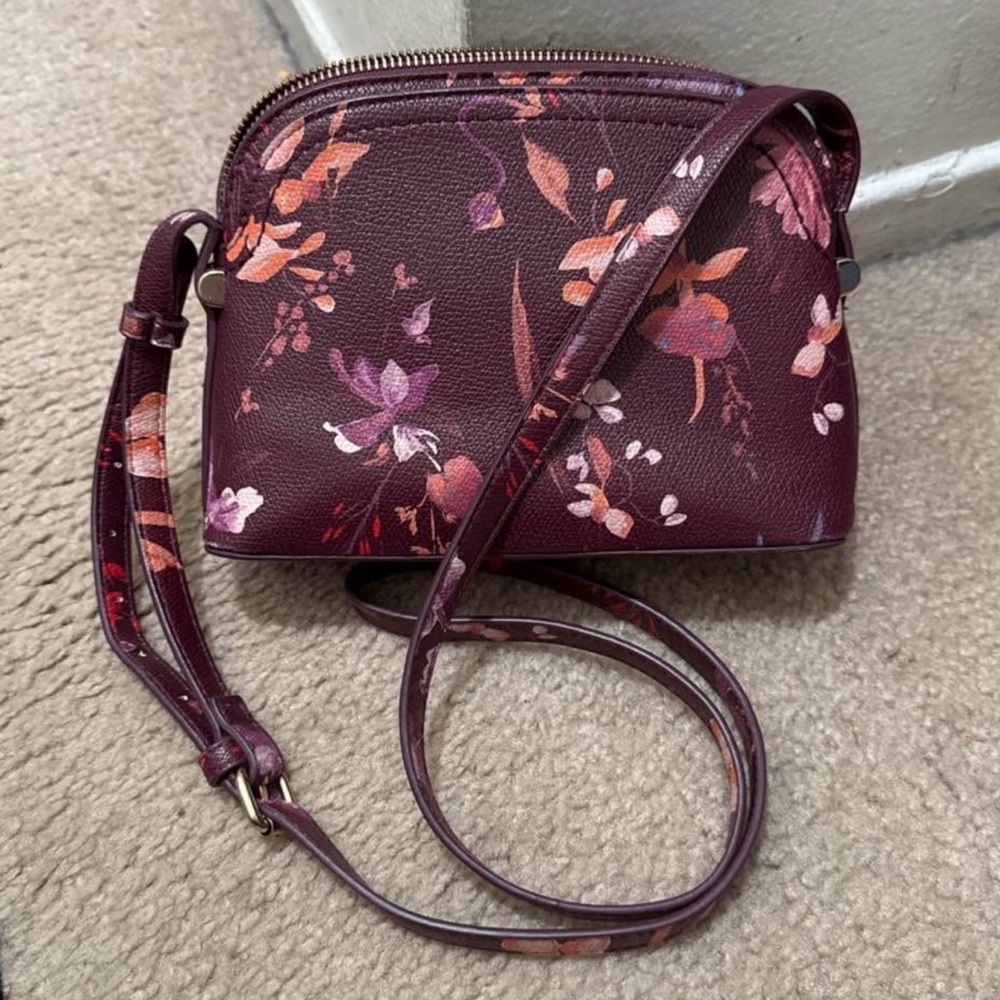 Floral Burgundy Crossbody Bag